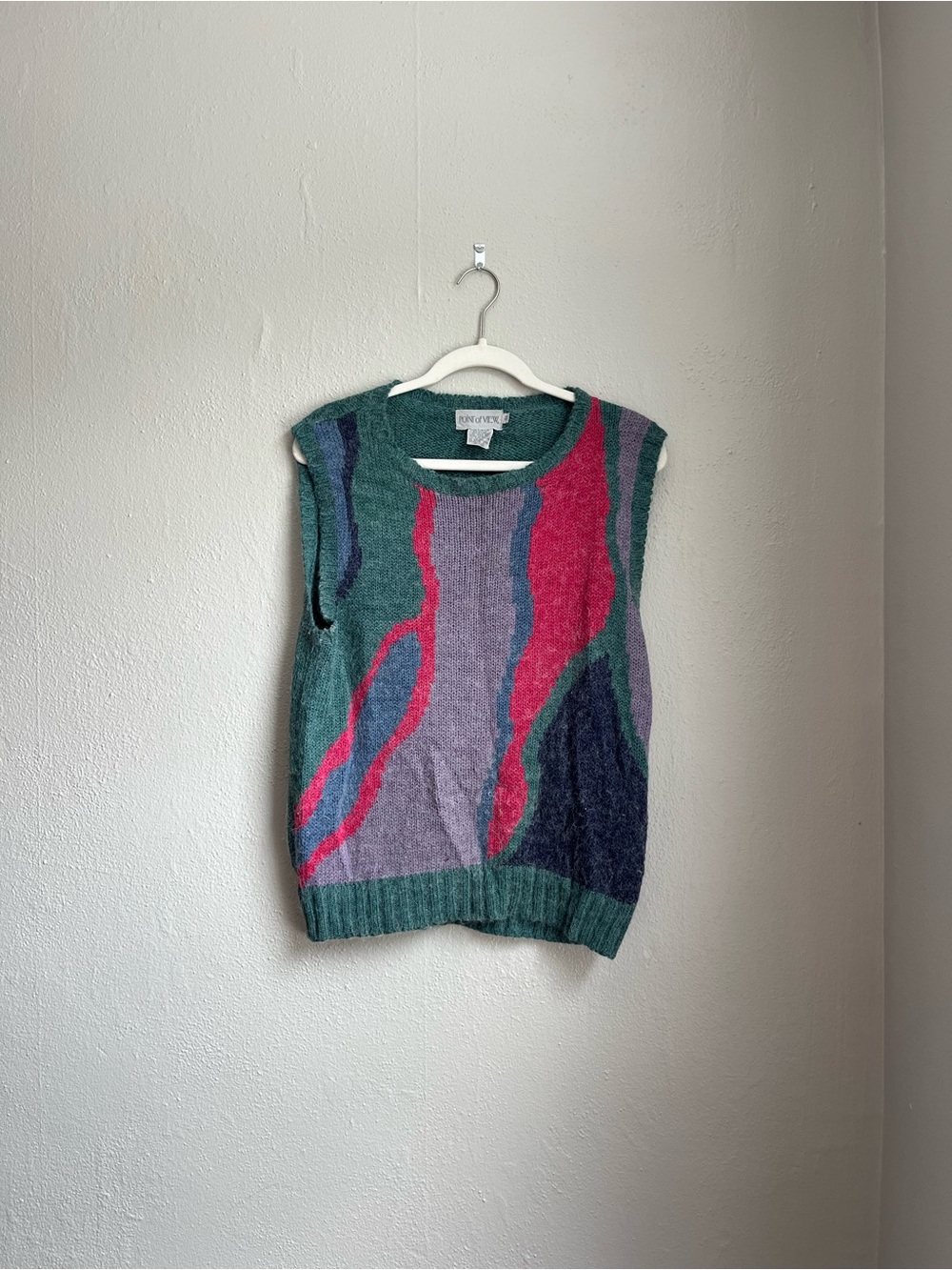 80s Point Of View multicolor abstract knit sweater vest